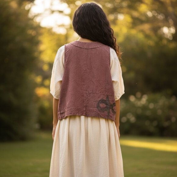 Vintage Blue Fish Womens Hemp Poet Vest 2000 Collection Loam Purple One Size - Picture 12 of 16